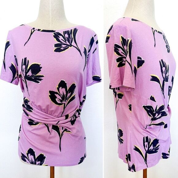 ST. JOHN Floral Twist Top Purple - Picture 1 of 5